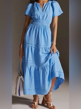 Anthropologie Somerset Blue Maxi Dress